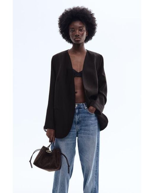 H&M Black Collarless Blazer