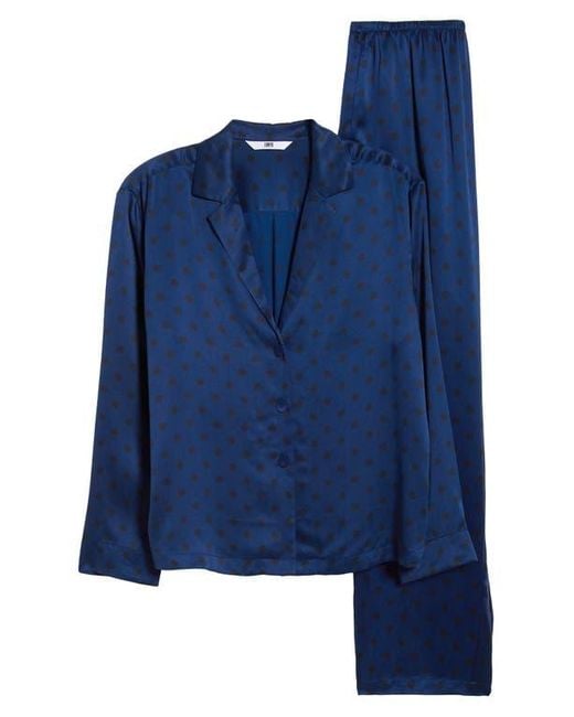 Lunya Blue Print Washable Silk Pajamas