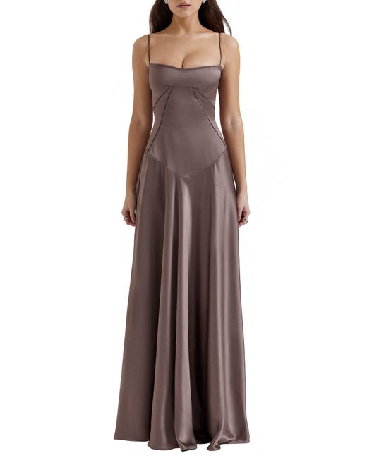 House Of Cb Brown Anabella Lace-up Satin Gown