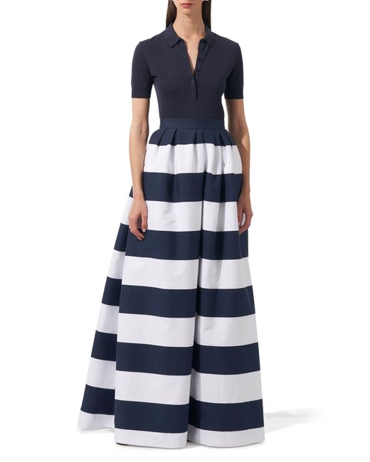 Carolina Herrera Blue Stripe Cotton Blend Ballgown Skirt