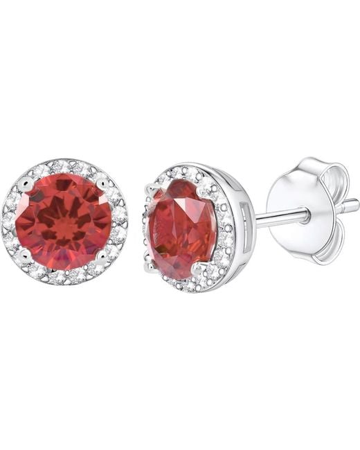 Donatello Gian Red Sterling Created Ruby Halo Studs