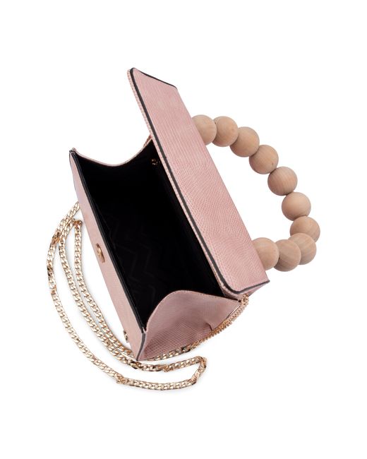 Olga Berg Pink Caylee Wooden Bead Handbag
