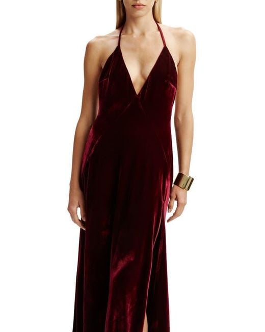 red velvet halter dress Young Eyes Winter Elf Princess Red Velvet Halter Neck Dress & Little W –  Sugarplum Store main image 1