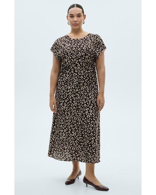 Mango Black Leopard Print Midi Dress