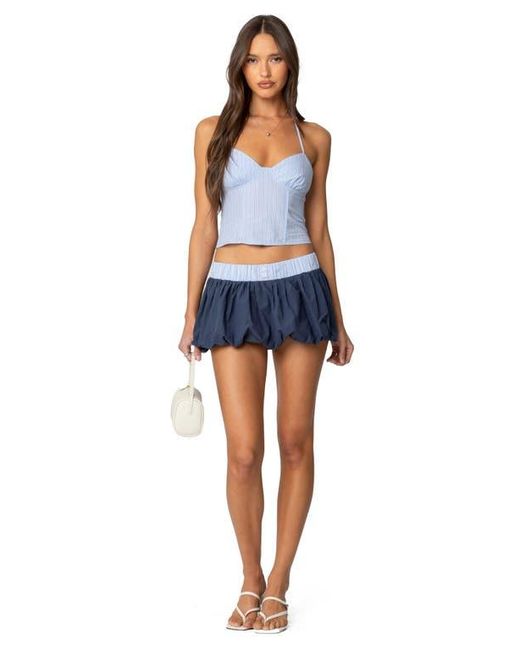 Edikted Blue Janey Bubble Cotton Mini Skort