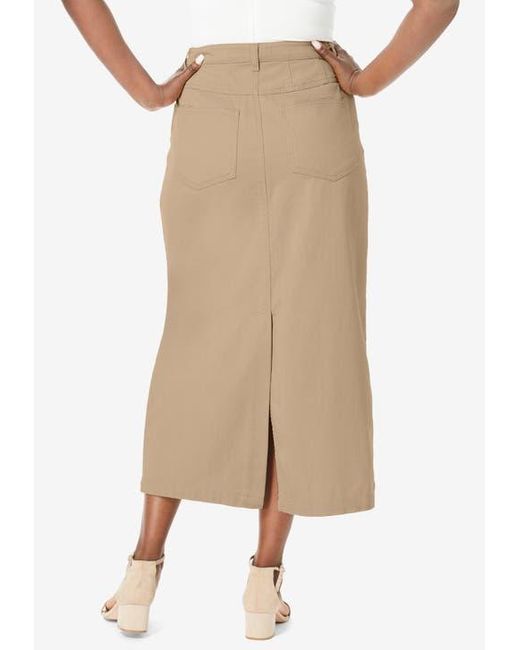 Jessica London Black Classic Cotton Denim Midi Skirt