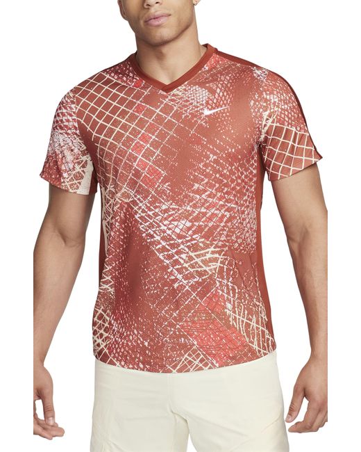 Nike Red Court Victory Abstract Print Dri-fit Tennis T-shirt for men