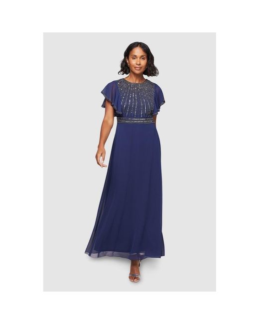cherlee maxi dress in blue more to come Lily Mesh Maxi Dress