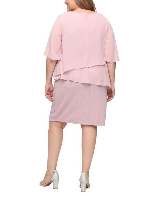 Sl Fashions Tiered Glitter Chiffon Sheath Dress in Pink | Lyst