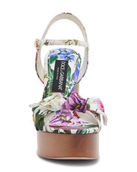 Dolce & Gabbana Multicolor Gardenia Print Platform Sandal