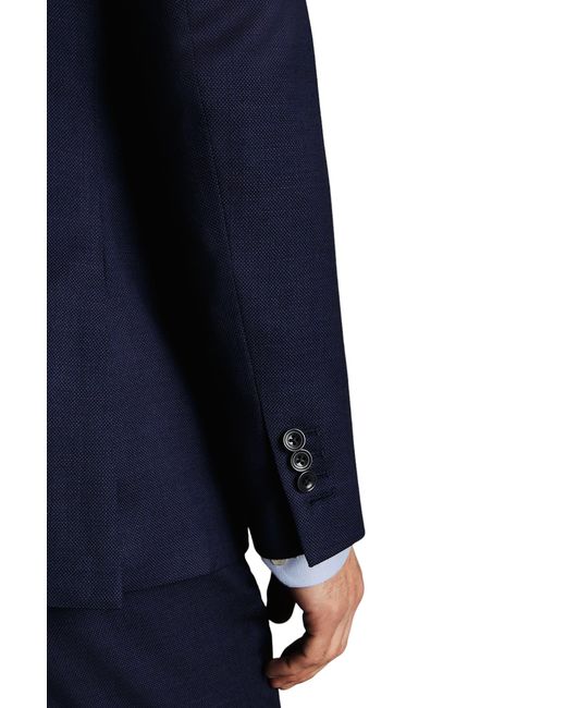 Charles Tyrwhitt Blue Slim Fit Natural Stretch Birdseye Suit Jacket for men