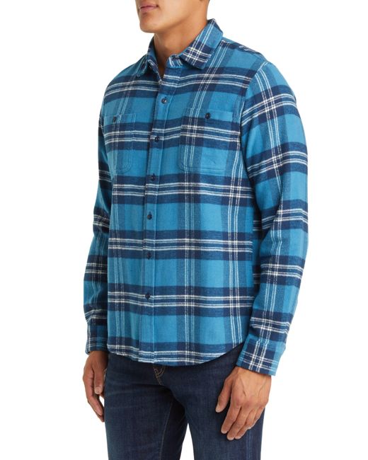Schott Nyc Blue Two-pocket Long Sleeve Flannel Button-up Shirt for men