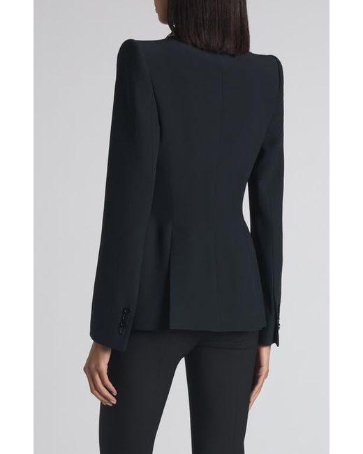 Alexander McQueen Black Embellished Lapels Crepe Blazer