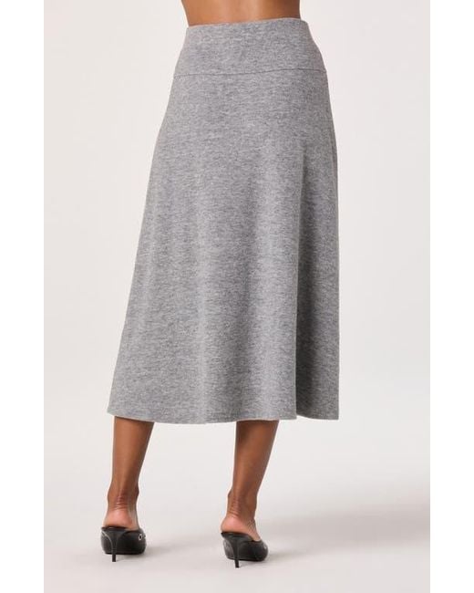 Astr Women's Gray Knit Midi Skirt