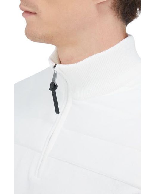 Bugatchi White Merino Wool Quarter Zip Sweater for men