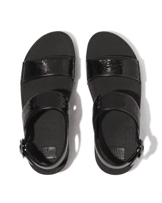 Fitflop Black Lulu Sequin Back-Strap Sandals