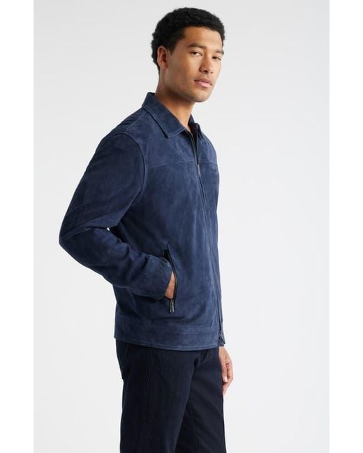 Nordstrom Blue Suede Zip Front Jacket for men