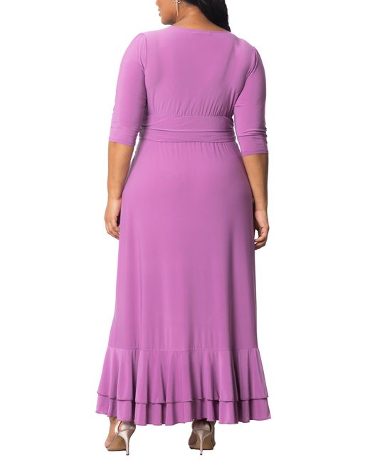 Kiyonna Purple Veronica Ruffled High-low Evening Gown