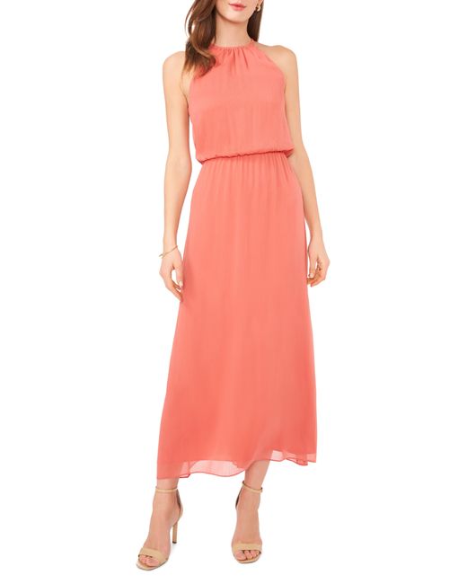 Halogen® Pink Halogen(r) Shirred Halter Neck Dress