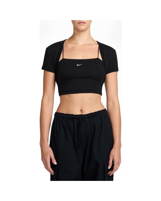 Nike Black Sportswear Chill Rib Crop Camisole & Bolero Set