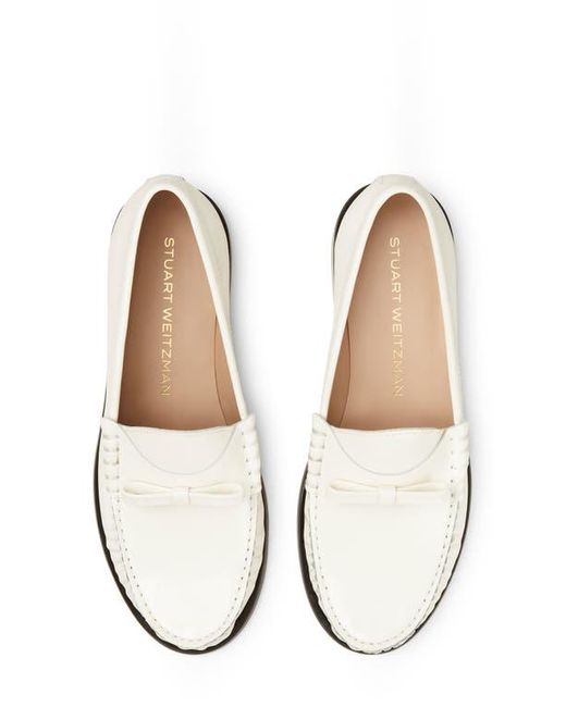 Stuart Weitzman White Lottie Bow Loafer