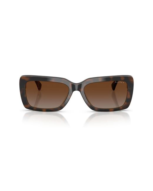 Ralph Lauren Brown 56Mm Polarized Rectangular Sunglasses