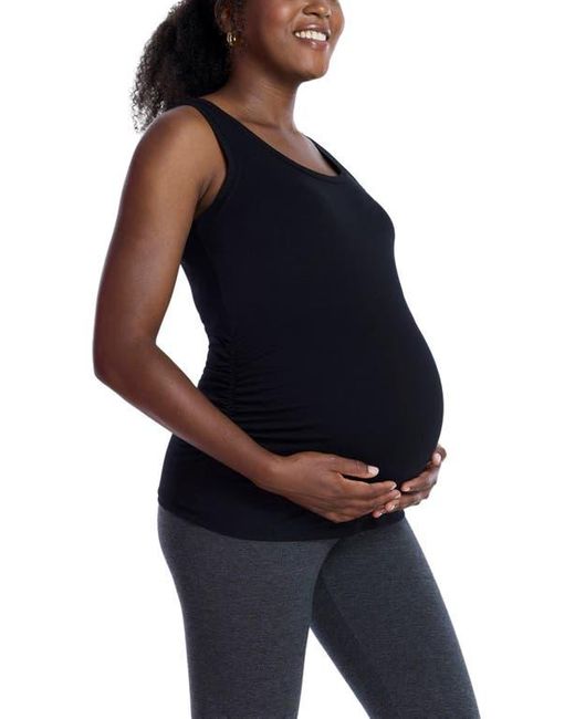 Motherhood Maternity Blue Scoop Neck Side-Ruched Maternity Tank Top