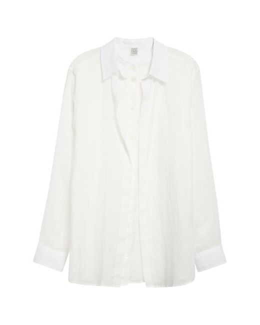 Totême  White Double Collar Button-Up Shirt