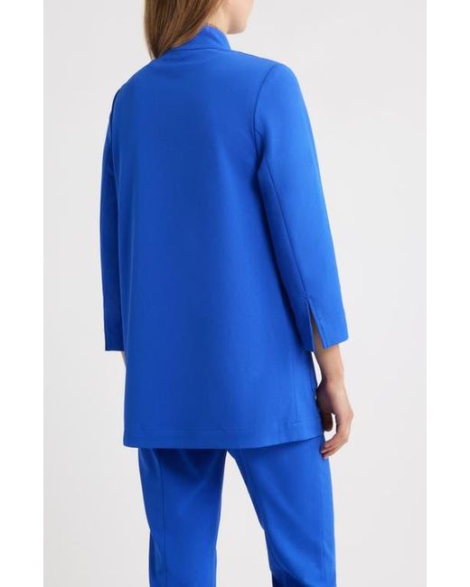 Ming Wang Blue Deco Stretch Crepe Utility Jacket