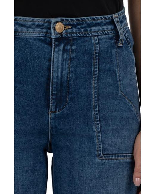 Kut From The Kloth Blue Ashton High Waist Crop Wide Leg Barrel Jeans