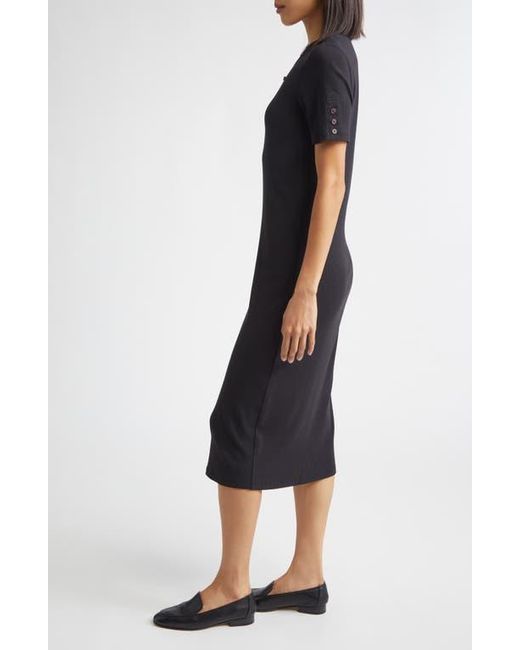 10 Crosby Derek Lam Black Damiana Henley Rib Midi Dress
