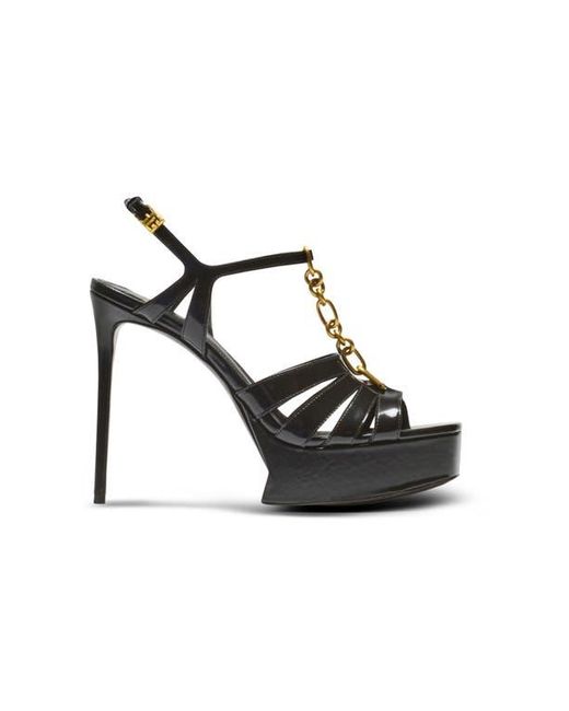 Balmain Black Sync Platform Sandals