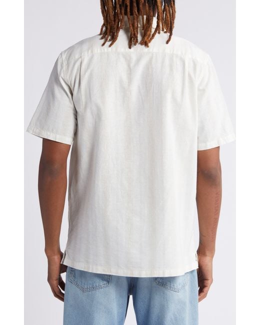 Vans White Carnell Cotton & Linen Camp Shirt for men