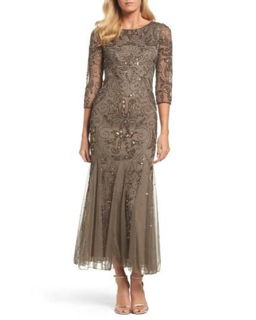 pisarro nights sequin mesh gown