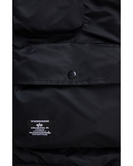 Alpha Industries Black Short Sleeve Zip-up Satin Flight Jacket for men