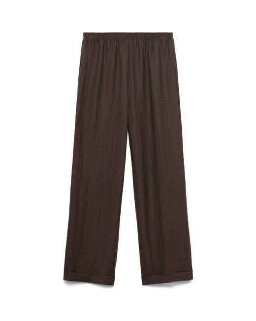 Mango Brown Elastic Waist Lyocell Blend Pants