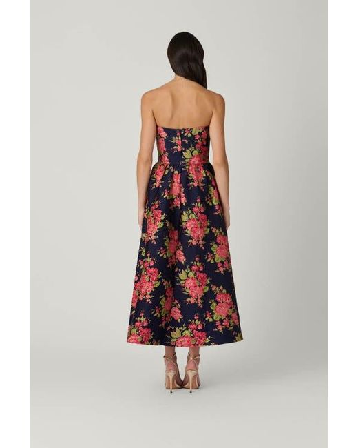 Shoshanna Red Midnight Dana Vila Floral Jacquard Dress