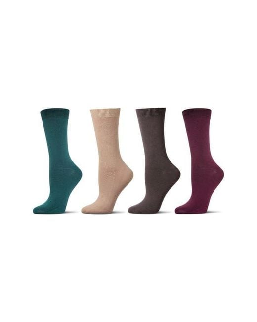 Memoi White Assorted 4-Pack Crew Socks