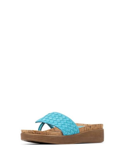 Donald J Pliner Blue Fifi Platform Wedge Flip Flop