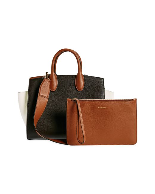 Ferragamo Brown Small Studio Soft Leather Handbag