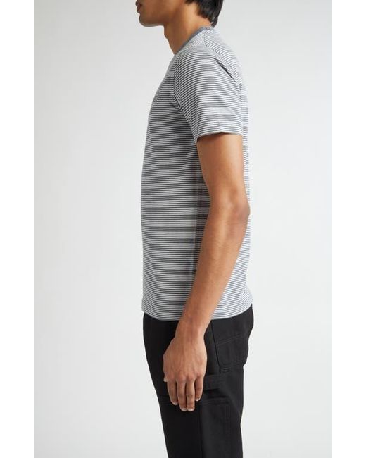 Burberry Gray Stripe Chest Logo T-Shirt for men