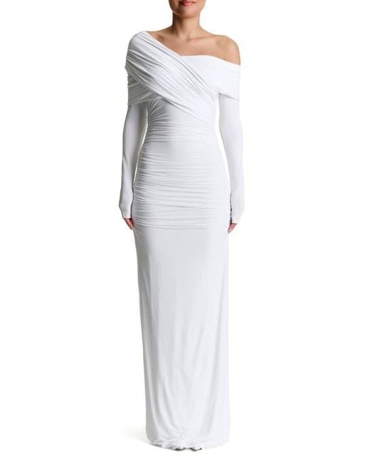 Naked Wardrobe Smooth Off The Shoulder Long Sleeve Maxi Dress in Gray | Lyst Naked Wardrobe Smooth Off The Shoulder Long Sleeve Maxi Dress in Gray | Lyst