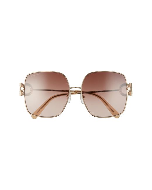 Ferragamo 59mm Gradient Square Sunglasses - Light Gold/ Brown Gradient