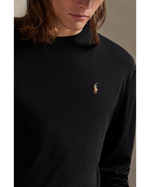 Polo Ralph Lauren Black Classic Fit Long Sleeve Cotton T-Shirt for men