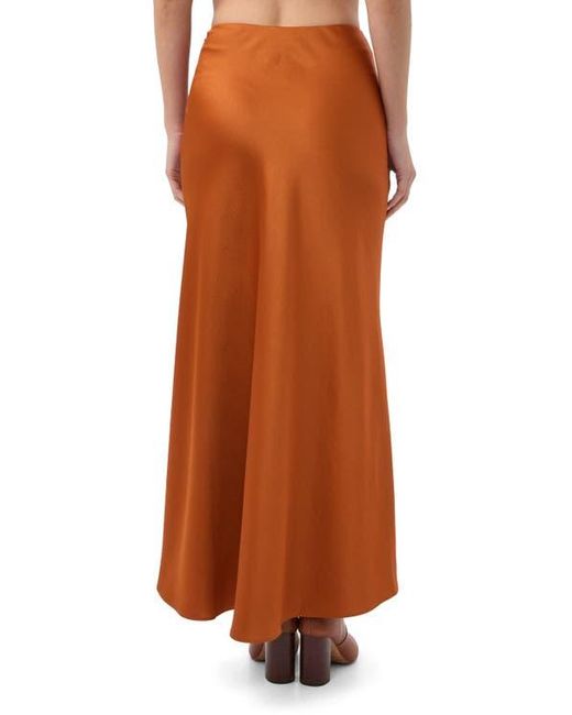 Trina Turk Orange Aspen Satin Ruched Midi Skirt