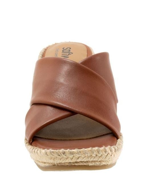 Softwalk® Brown Hastings Espadrille Platform Wedge Slide Sandal