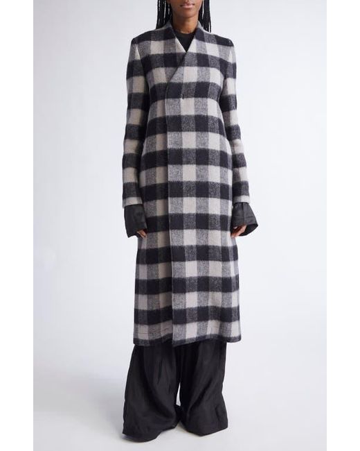 Rick Owens Black Museum Check Wool Coat