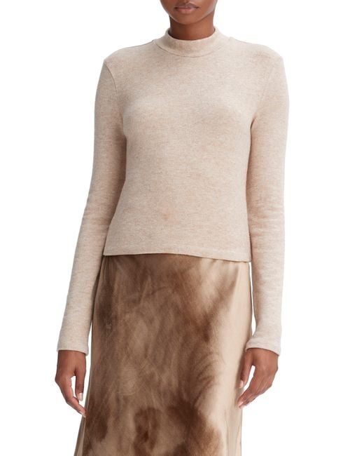Vince Mock Neck Sweater in Natural | Lyst