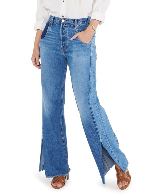 eTica Ética Amis Reworked Slit Hem High Waist Relaxed Bootcut Jeans in