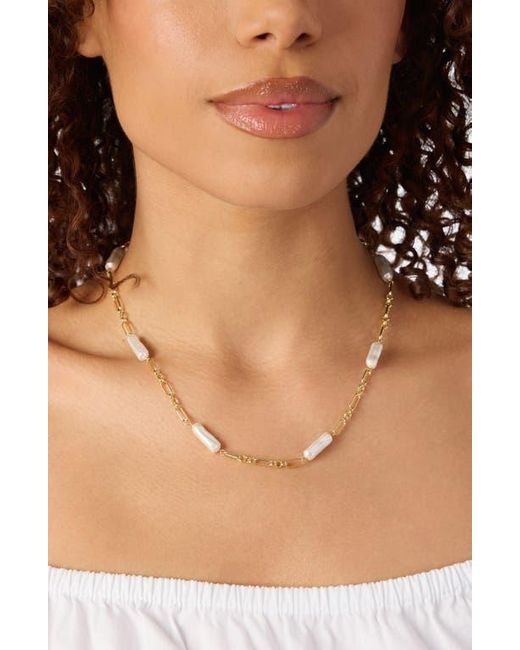 ATHRA LUXE White Faux Pearl Paper Clip Chain Necklace